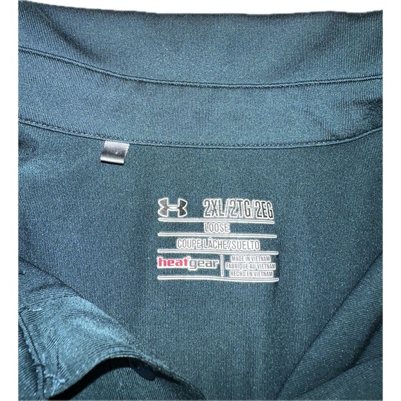 Under Armour Heat Gear Polo Shirt Men 2XL Golf Loose Fit Stretch Teal Green Logo - Picture 2 of 5
